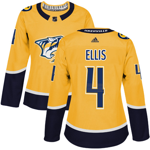 Adidas Predators #4 Ryan Ellis Yellow Home Authentic Women's Stitched NHL Jersey
